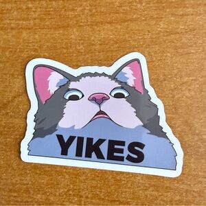 Cat‎ Sticker with 'Yikes' Text